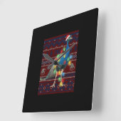 Kerstakerlicht met pacock lights Ugly Sweater Goat Vierkante Klok (Hoek)