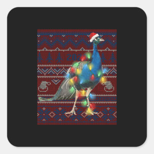 Kerstakerlicht met pacock lights Ugly Sweater Goat Vierkante Sticker