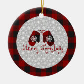 Kerstakermittens keramisch siergoed keramisch ornament (Voorkant)