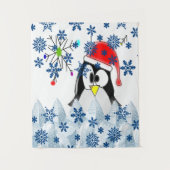Kerstakerpinguïn Wandkleed (Voorkant)