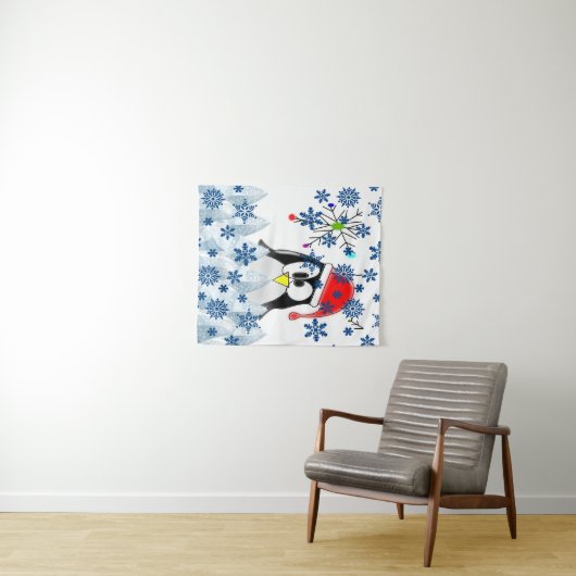 Kerstakerpinguïn Wandkleed (In Situ (horizontaal))