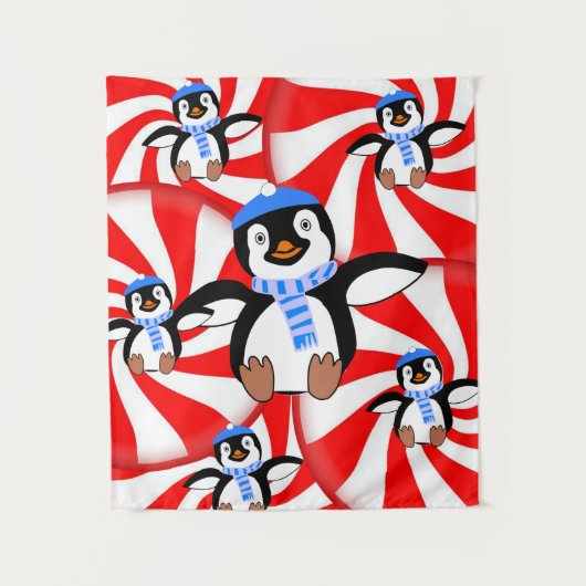 Kerstakerpinguïn Wandkleed (Voorkant)