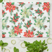 Kerstakerrode bessen Kardinals Poinsettia Patroon Theedoek (Gevouwen)