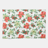 Kerstakerrode bessen Kardinals Poinsettia Patroon Theedoek (Horizontaal)