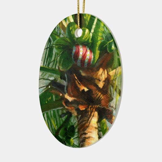 Kerstakerversiering kokokosnoot keramisch ornament (Links)