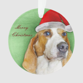 Kerstakerversiering op de basset hound ornament