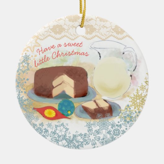 Kerstakerversiering voor bakchocolademelk keramisch ornament (Voorkant)