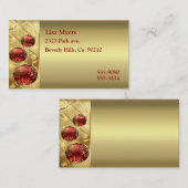 Kerstakerversieringen met gouden en rode knuppels visitekaartje (Voorkant / Achterkant)