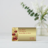 Kerstakerversieringen met gouden en rode knuppels visitekaartje (Staand voorkant)