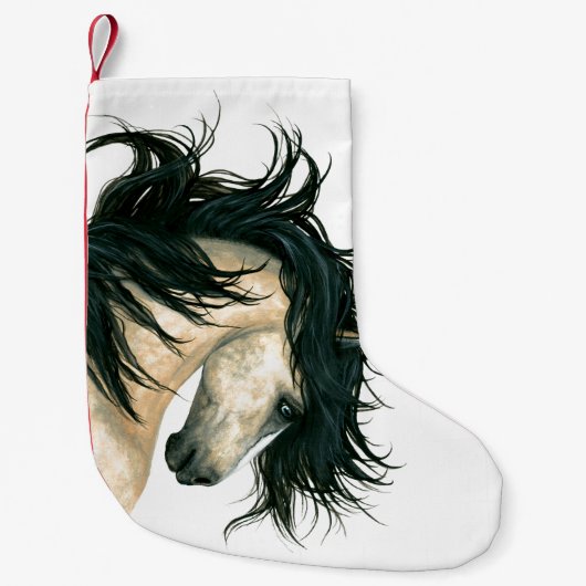 Kerstaking Majestic Buckskin Horse Bihrle Kleine Kerstsok (Voorkant)