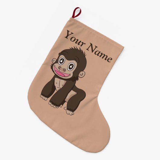 Kerstaking met een aap grote kerstsok (Voorkant (Hangend))