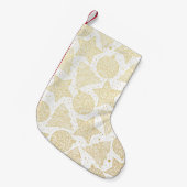 Kerstaking met gouden en witte kerstpatronen kleine kerstsok (Voorkant (Hangend))