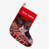 Kerstaking met zwarte en witte kat kleine kerstsok (Voorkant (Hangend))