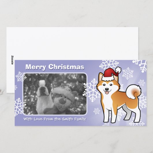 KerstAkita Inu/Shiba Inu Feestdagenkaart (Voorkant / Achterkant)