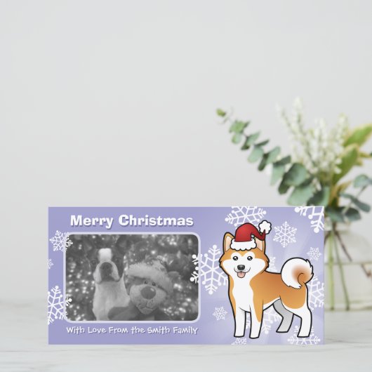 KerstAkita Inu/Shiba Inu Feestdagenkaart (Staand voorkant)