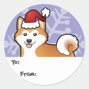 KerstAkita Inu/Shiba Inu Ronde Sticker