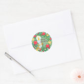 Kerstakkaarsvormig versierd ronde sticker (Envelop)