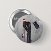 Kerstakkaart voor boomchirurg ronde button 5,7 cm (Voorkant /achterkant)