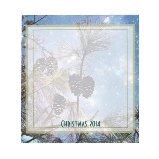 Kerstakkegels onder een sterrenhemel notitieblok (Voorkant)