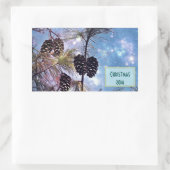 Kerstakkegels onder een sterrenhemel rechthoekige sticker (Tas)