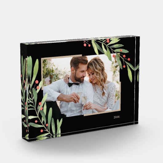 Kerstakken en Berries - Aangepast zwart Fotoblokken (Links)