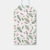 Kerstakken en bessen - olijfgroen cadeaulabel (Voorkant)