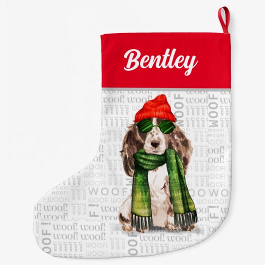 Kerstakkersmaniel met de naam Dog Grote Kerstsok (Achterkant)