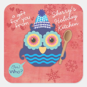 Kerstakkies homemade tassen met wipjes mengen vierkante sticker