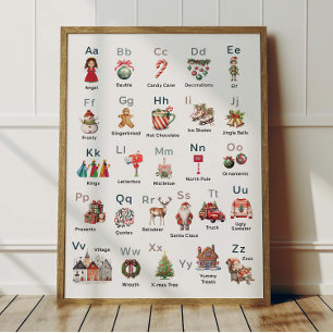 Kerstalfabet ABC Poster Kinderkamer Decoratie