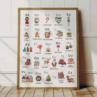 Kerstalfabet ABC Poster Kinderkamer Decoratie