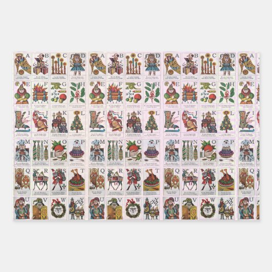 kerstalfabet inpakpapier vel (Voorkant)