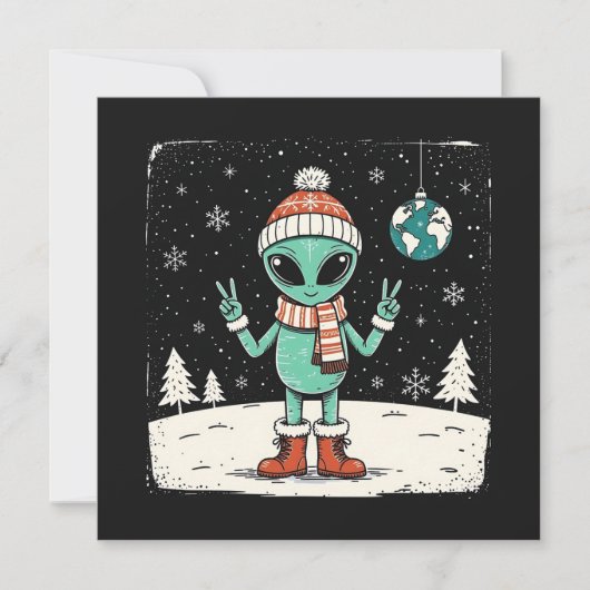 KerstAlien Feestdagenkaart (Voorkant)