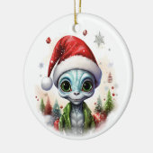KerstAlien Keramisch Ornament (Links)