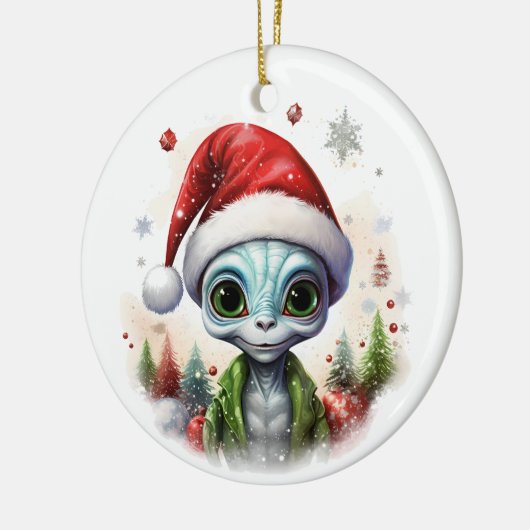 KerstAlien Keramisch Ornament (Links)