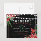 Kerstalkbord bespaart de datum Poinsettia Aankondigingskaart (Voorkant / Achterkant)