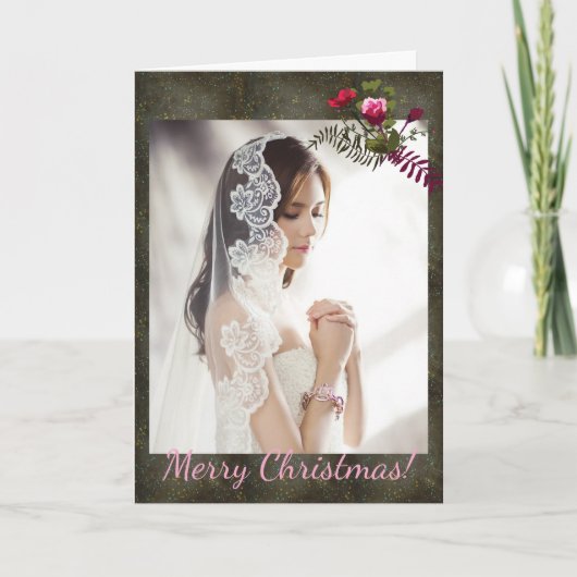 Kerstalkbord Gold Silver Stars Sky Foto Notitiekaartje (Voorkant)