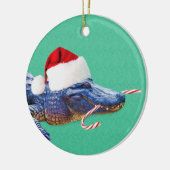 Kerstalligator Keramisch Ornament (Links)