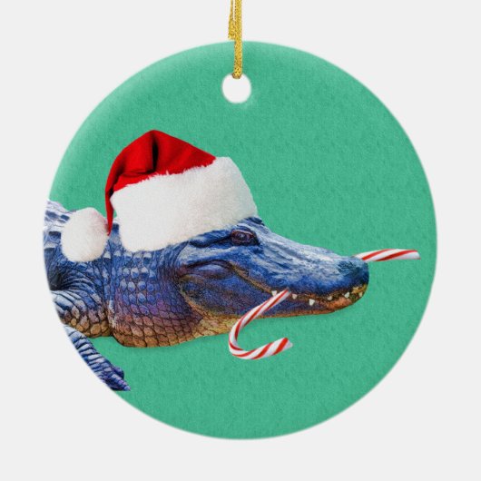 Kerstalligator Keramisch Ornament (Achterkant)