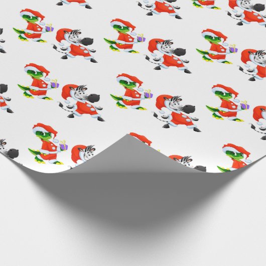 Kerstalligators en Zebras in Santa Suits Cadeaupapier (Hoek)