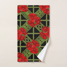 Kerstamaryllis op zwarte bloemen handdoek