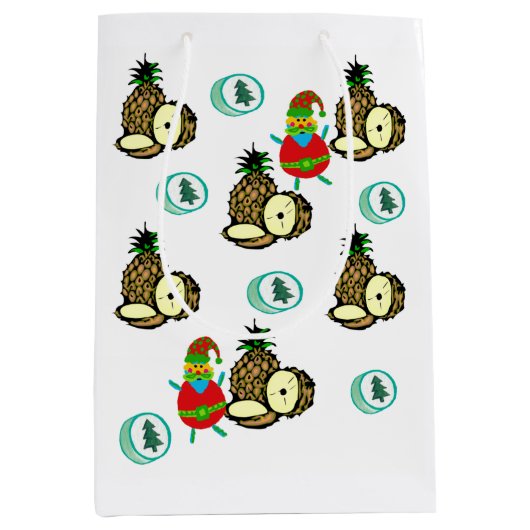 kerstananananas met kerstcadeaus medium cadeauzakje (Voorkant)