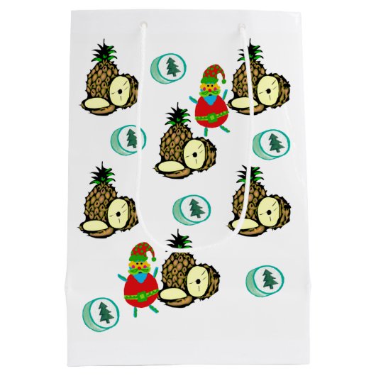 kerstananananas met kerstcadeaus medium cadeauzakje (Achterkant)