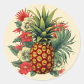 kerstanananas ronde sticker (Voorkant)