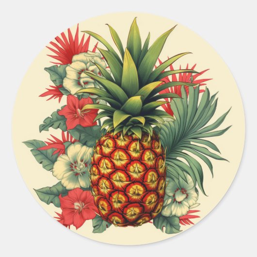 kerstanananas ronde sticker (Voorkant)