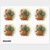 kerstanananas ronde sticker (Vel)