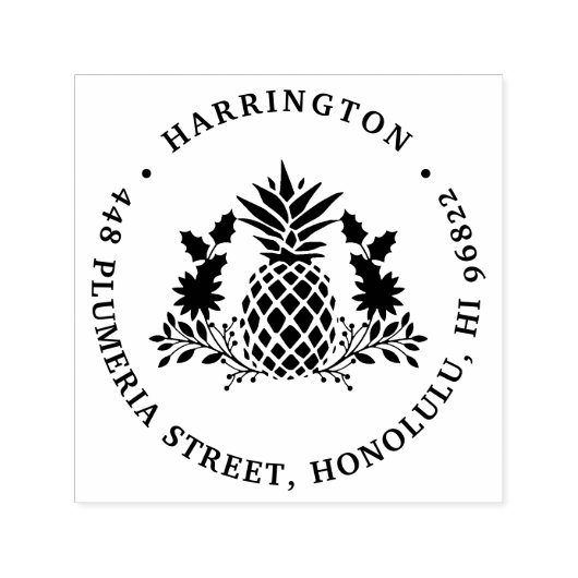 kerstanananas | Terugkeeradres feestdag Zelfinktende Stempel (Design)