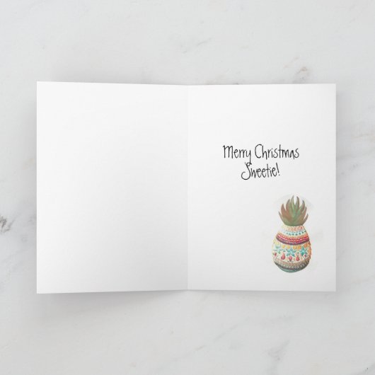 kerstanananassaart 2 feestdagen kaart (Binnen)