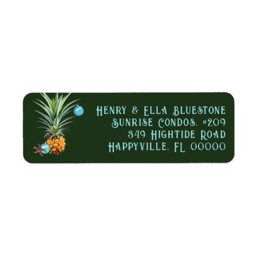Kerstananas Coastal Life Adreslabel Etiket (Voorkant)