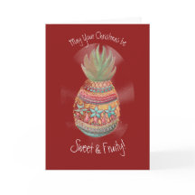 Kerstananas Kaart in donkerrood