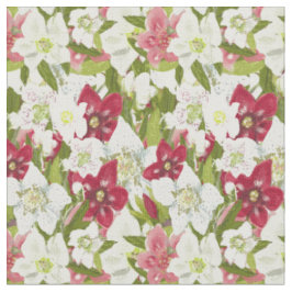 Kerstanemonen-Geschilderde Hellebores Bloemen Stof